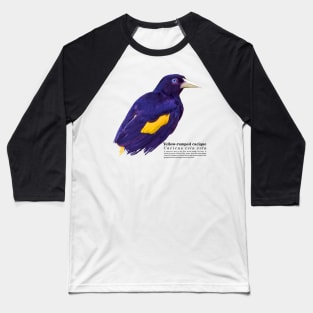 Yellow-rumped cacique tropical bird black text Baseball T-Shirt